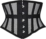Hi-GERMANWEARS Hi-46 Women's Underbust Black Cotton Mesh Steel Boned Body Waist Shaper Training taillenkorsett Corsets (DE/NL/SE/PL, Alphanumerisch, 6XL, Regular, Regular, Black)