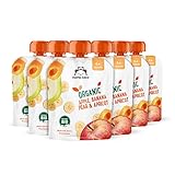 Amazon-Marke: Mama Bear Bio Gemüsemischung (Apfel, Birne, Banane und Aprikose), vegetarisch, 90g (6er-Pack)