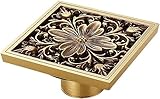 Exquisite Leckage, Entwässerung, 4inch Floor Drain Square Shower Antique Brass Art Carved Flower Floor Wast Grate Floor Shower Drain Floor Drain Cover