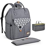 Lekebaby Baby Wickelrucksack Wickeltasche mit 1 Wickelunterlage und 1 Organizer-Tasche, Multifunktional Große Kapazität Babytasche Reisetasche für Unterwegs (Grau)