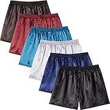 JupiterSecret Herren Satin Boxershorts Pack Unterwäsche, Silk Feeling Schlafshorts mit elastischem Bund, 6er Pack Unifarben, L