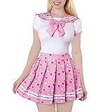 LittleForBig Baumwolle Strampler Onesie Pyjamas Bodysuit - Klassische Japanische Schulmädchen Kleid Uniform Strampler Rock Set Rosa L