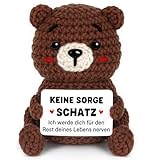 CheriGift Positive Bär Jahrestag Geschenk für Ihn Sie, Partner Geschenke, Handgehäkelter Bär Figuren, Ich Liebe Dich Geschenke Valentinstag Weihnachten, Hochzeitstaggeschenke für Männer Frauen