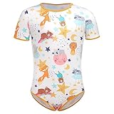 ABDL Body M?nner Herren Overall Bodysuit Baby Einteiler f?r Windelliebhaber Kurzarm T-Shirt Unterhemd Druckkn?pfe im Schritt Karikatur Gedruckt Jumpsuit Playsuit Unterw?sche Schlafanzug Tier L