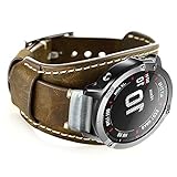 Leotop-Lederbänder Kompatibel mit Garmin Fenix 5/ Fenix 5 Plus/Fenix 6/ Fenix 6 Pro/Forerunner 935/945/Quatix 5 Smartwatch, 22 mm schnelles, echtes Leder-Manschettenband-Repetcement-Armband (Kaffee)