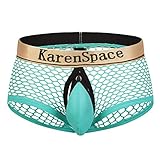 Akkad Kuti Herren-Unterwäsche, Slip, Bikini, sexy Dessous, Nachtclub, Höschen mit Druckknopf, Hellblaues Netzgewebe, X-Large