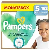 Pampers Baby Windeln Größe 5 (11-16kg) Harmonie, MONATSBOX, Sanfter Hautschutz Und Pflanzenbasierte Inhaltsstoffe, 152 Stück