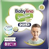 Babylino Sensitive Cotton Soft Windeln Größe 8, Pants XXL (20+ kg), 14 Stück