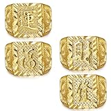 Milacolato 4Stk Herren Ring Vergoldeter Trauring Kanji Ringe Reich/Glück/Reichtum Ring Set Halloween Gold Klobige Ringe Verstellbar