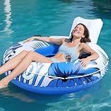 Aufblasbarer Pool Luftmatratze Schwimmsessel, Hochleistungs-Pool-Rohr, 135cm Erwachsene River-Tubes Sofa für Strand- und See-Rafting mit Netzboden, 2 Getränkehalter 2 Haltegriffe, Tragkraft 205kg
