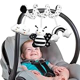 Byffoer Baby Spirale Kinderwagen Spielzeug,Babyschale Spielzeug Baby Spielzeug 0-6 Monate,Aktivitätsspirale Kinderwagenkette Schwarz Weiß Kontrast Hängespielzeug ab 3 Monate Neugeborenes Geschenke