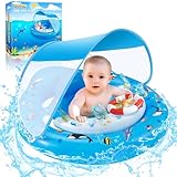 GLOPUS Schwimmring Baby, Baby Schwimmring ab 6-36 Monate Schwimmhilfe Kinder 3-6 Jahre, Verstellbarer Sicherheitssitz mit UPF50+ Sonnenschutzdach & Spielzeug