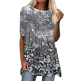 Longtops Damen Lang Kurzarm Lässig Blusen - Langarm Bluse für Damen - Elegant & Sexy - Bunt & Transparent - Sommerbluse & Tunika - Große Größen - 5XL - Grau