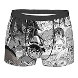 ZORIN Herren-Boxershorts, Hentai, Anime-Gesichter, schnelltrocknend, Herren-Unterwäsche, Schwarz , L