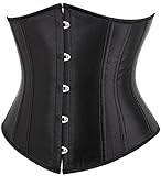 SZIVYSHI Korsett Damen Unterbrust Satin Lace Up Waist Cincher Corset Top Shaper Corsage (M, Schwarz)