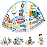 Baby Einstein, 4 in 1 Kickin' Tunes Spieldecke mit 70+ Geräuschen, 25+ Minuten Musik, Erlebnisdecke mit Klavier und Lichtern, Spielmatte mit Spielbogen abnehmbarem Babyspielzeug, ab der Geburt