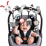 Zendstanding Kinderwagen Spielzeug - Aktualisierte Version Babyschale Spielzeug Baby Spielzeug 0-6 Monate Schwarz Weiß Kontrast Hängespielzeug Baby Spielzeug ab 3 Monate Neugeborenes Geschenke