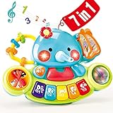 Hahaland Musikspielzeug Baby Spielzeug 6 Monate, Elefant Spielzeug ab 3 6 Monate Mädchen Motorikspielzeug, Musikinstrumente mit Licht & Klang Kinder Keyboard Babyspielzeug ab 1 Jahr Mädchen Jungen