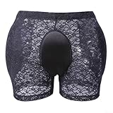 Herren Gaff Unterwäsche Spitze Shaping Slip Ideal für Crossdresser und Transgender Mode (L Schwarz)