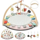 Faltbare Spielbogen Baby aus Holz – 6 Entwicklungszonen, 7 Interaktive Sensorisches Spielzeug, Krabbeldecke für Baby zur Motorik & Sinnesförderung, Baby Essentials für 0-18 Monate, Babyparty Geschenk