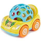 Bieco 19035202 Rückzug Auto mit Rassel,Auto Spielzeug Baby Auto Aufziehautos mit Rückzug Spielzeugauto ab 1 Jahren Spielzeug Auto Autos Spielzeug Cars Geschenke Spielzeug ab 1 Jahre, Gelb