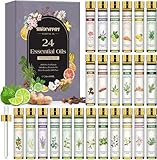 Migcaput Ätherische Öle Set Naturrein, 24X10ml Essential Oils GeschenkSet Aromatherapie Duftöle für Diffuser, Massage, Kerzen, Seife, Kosmetik - Weihrauch, Rose, Bergamotte, Gewürznelke, Kirschblüte
