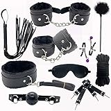 10 Pcs Sklaven Fesseln Sex Spielzeug für Liebespaar Frauen und Männer im Bett 10 Stücke in Schwarz Adult Sex Tools Bondage Ladies Xmas Valentine's Gift (Schwarz)