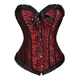 WLFFW Corsage Dessous übergröße Korsett Sexy Damen (EUR(34-36) M, Rot)