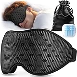 Umisleep Atmungsaktive 3D Schlafmaske für Seitenschläfer, Bequeme, Leichte Schlafbrille für Herren Frauen, mit Aufbewahrungstasche & Ohropax für Flugzeug, Reise, Büro, Schwarz