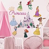 Runtoo Wandtattoo Prinzessin Mädchen Wandsticker Schloss Krone Wandaufkleber Babyzimmer Kinderzimmer Wanddeko