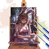 Malen Nach Zahlen Erwachsene Anime Malen Nach Zahlen ab 7 8 9 10 Jahre Mädchen, 45x60 cm, Paint By Numbers Adult Kreativ Mit Pinseln und Acrylfarbe Leinwand Kit, DIY Geschenk für Frauen Femdom R82