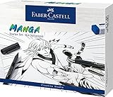 FABER-CASTELL 167152 - Tuschestift Pitt Artist Pen Manga Advanced Set, 3 Tuschezeichner und Zubehör, 8 Teilig