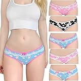 LittleForBig Damen Baumwolle Unterwäsche Hipster Slip 5er Pack Unterhosen Set-Schlafenszeit Bunny Mehrfarbig M