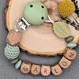Storchenkind® - Personalisiertes Baby-Geschenk mit Namen - Mädchen/Jungen | verschiedene Farb-Varianten | inkl. Geschenkverpackung | lasergravierte Holzbuchstaben | lebensmittelechtes Silikon
