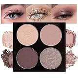 Lilbitty 4 Farben Lidschatten Palette, Korean Make Up Eyeshadow Mit Matte, Metallic Und Schimmer Effekte, Mit Integriertem Spiegel Und Langanhaltender Formel