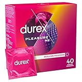 Durex Pleasure Me Kondome – Mit Noppen & Rippen, anatomischer Easy-On-Form & mit viel Silikongleitgel befeuchtet – 40 Kondome (1er Pack)