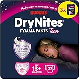 Huggies DryNites Nachtwindeln bei Bettnässen, für Mädchen ab 13 bis ca. 17 Jahre (48-60 KG), 27 Stück (3x9), Monatspack, Windel-Pants