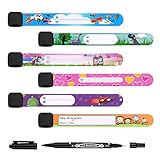 Vicloon Notfall-Armband für Kinder, 6 Stück SOS Armband mit 1 Marker Stift, ID Armband, Kinder Namensarmband Wasserdichtes Wiederverwendbares für Jungen, Mädchen & Kleinkind Baby