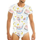 ABDL Baby-Einteiler, Windelliebhaber, Druckknopf-Strampler, Einteiler, Schlafanzug, buntes Einhorn, Blau, Größe S, blau, S