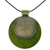 Soul-Cats Halskette Spirale Holz Leder grün schwarz braun Natur naturell, Farbe: grün