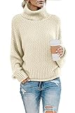 Imuedaen Pullover Damen Elegant Winter Rollkragenpullover Strickpullover Grobstrickpullover Casual Lose Langarm Pulli Oberteile (C Beige, S)