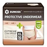 SUNKISS Inkontinenz Windelhosen für Erwachsene Frauen, Tagsüber Einweg Postpartum Windeln für Erwachsene, Pants für Damen mit Maximaler Saugfähigkeit, Beige, Größe XL, 16 Stück 1er Pack