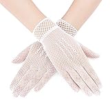 5 Paar Damen Spitzenhandschuhe Etikettehandschuhe Hochzeit Braut Gloves Sommerhandschuhe Atmungsaktiv Anti-UV Sonnenschutz für Aufführungen, Bankette, Karnevale, Tänze, Ehrengarde, Feierlichkeiten