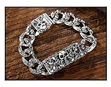 ZCCZJS S925 Sterling Silberschädel Armband, Punk Armbänder Mode dominante Männer und Frauen Paar Kette Silber Punk Souvenir Geschenk