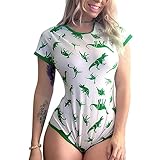 LittleForBig Baumwolle Strampler Onesie Pyjamas Bodysuit - Dinosaurier Muster Grün M