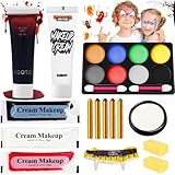 Shinybox Halloween Schminke Make Up Set, Bodypainting Schminke, Gesichts Make up Palette, Halloween Vampir Zombie Gesichts Make-up Sets für Faschingsschminke Karneval Cosplay Party Geburtstag(D)