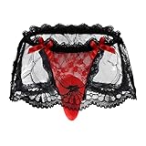 FakeFace Herren Sexy Sissy Höschen Knickers Spitzen-Slip Durchsichtig Minirock, Erotik Unterhosen, Crossdresser Tanga Unterwäsche für Nachtclub, Cosplay & Erotische Dessous, Reizwäsche für Männer