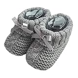 Nursery Time Unisex Baby Weiche,gestrickte Stiefeletten mit Bogen 116-354,1 Paar Stiefel 1 0-3 Monate Grau
