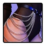 Sethain Punk Leder Körperkette Schwarz Geschichtet Ketten Mehrschichtig Taille Ketten Nachtclub Körperzubehör Schmuck für Frauen festival outfit