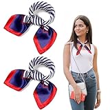 SDXCJY 2 Stück nautische Matrosen-Schals für Damen, quadratisch, 61 x 61 cm, Satin, Marineblau, ideal für Stewardess, lässige und formelle Anlässe, mehrfarbig, 19.69inch